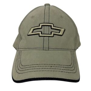 Chevrolet Khaki Tan Baseball Hat Embroidered Bowtie Logo Adjustable Cap Mens